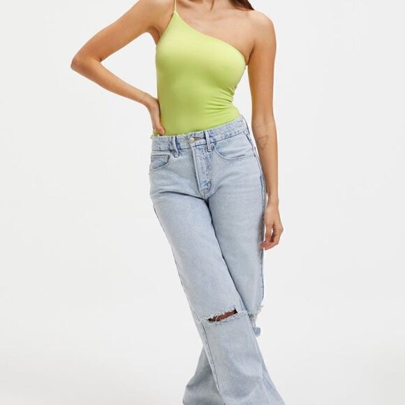 Good American NWT 90s Good Touch One-Shoulder Bodysuit In Keylime Size XS - Picture 4 of 10